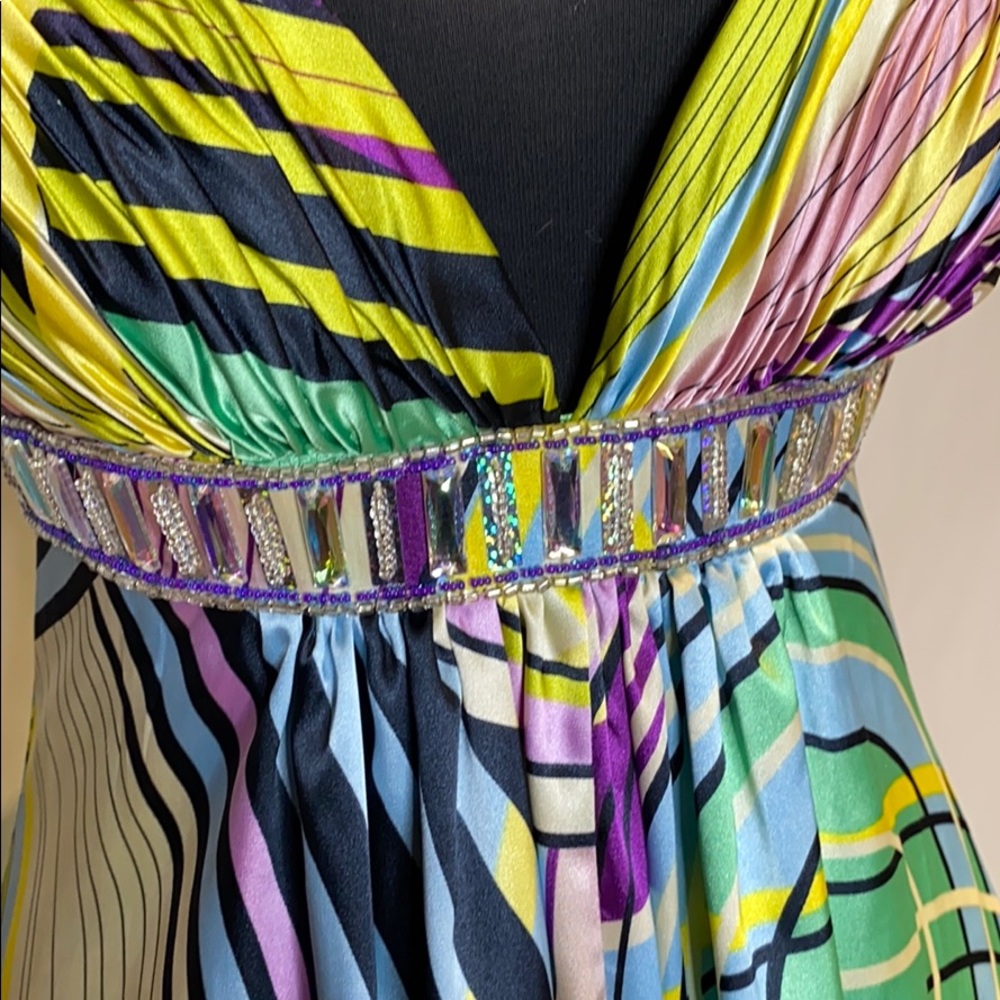 Multi Print Prom Gown - Picture 4 of 6